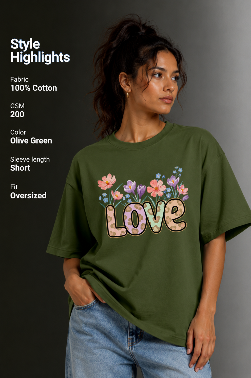 Women Drop Shoulder Front Printed T-Shirt | OUTPUFF