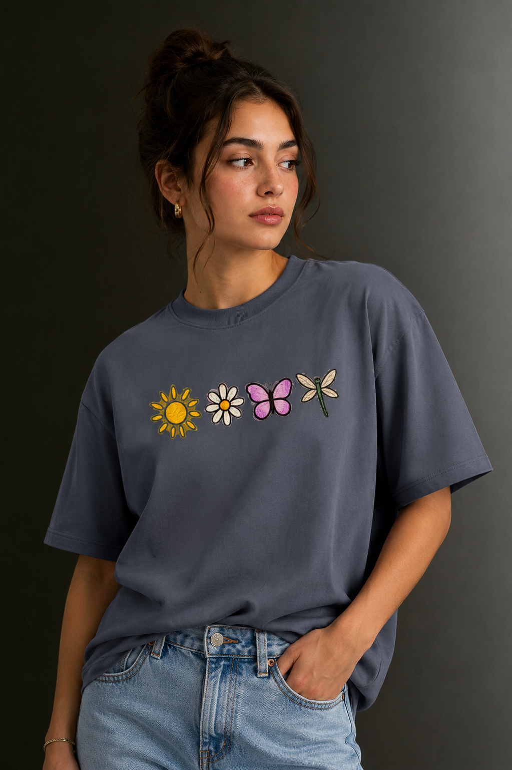 Women Drop Shoulder Front Printed T-Shirt | OUTPUFF