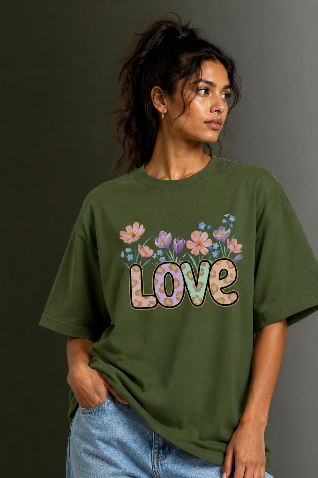 Women Drop Shoulder Front Printed T-Shirt | OUTPUFF