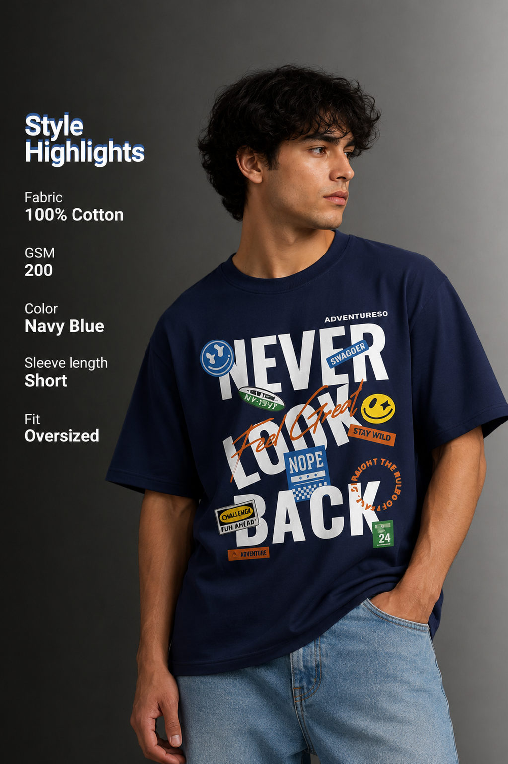 Men's Drop Shoulder Front Printed T-Shirt | Graphic Tee | OUTPUFF