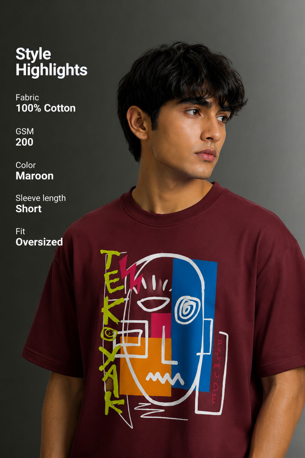 Men's Drop Shoulder Front Printed T-Shirt | Graphic Tee | OUTPUFF