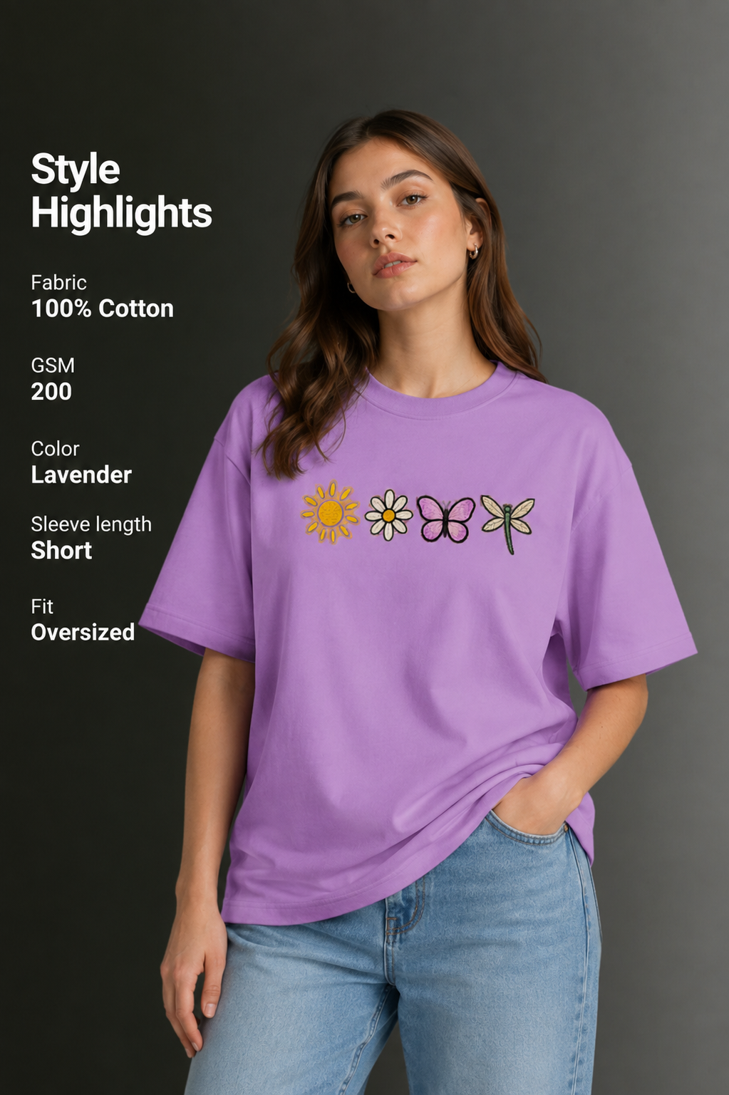 Women Drop Shoulder Front Printed T-Shirt | OUTPUFF