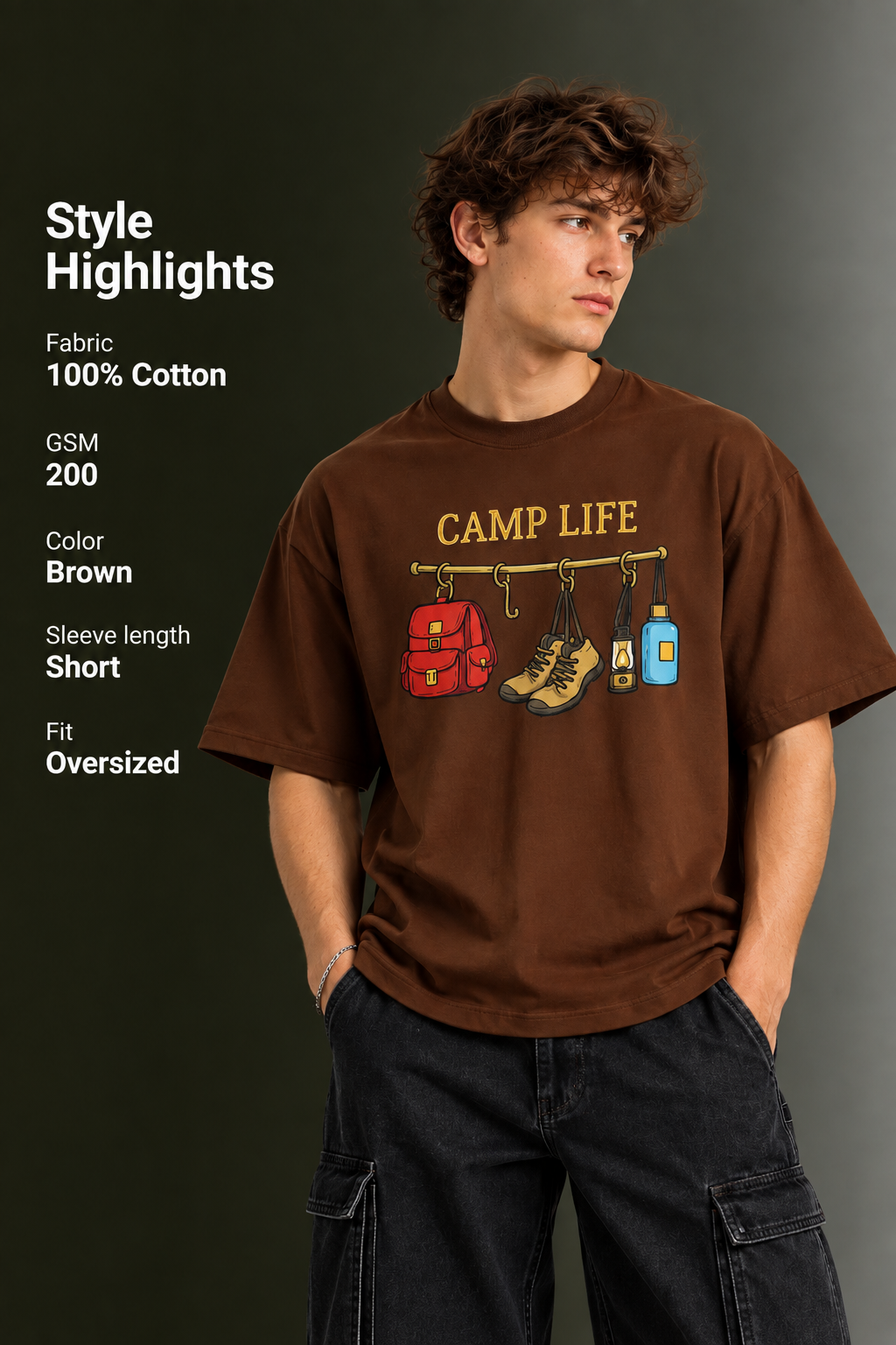 Men's Drop Shoulder Front Printed T-Shirt | Graphic Tee | OUTPUFF