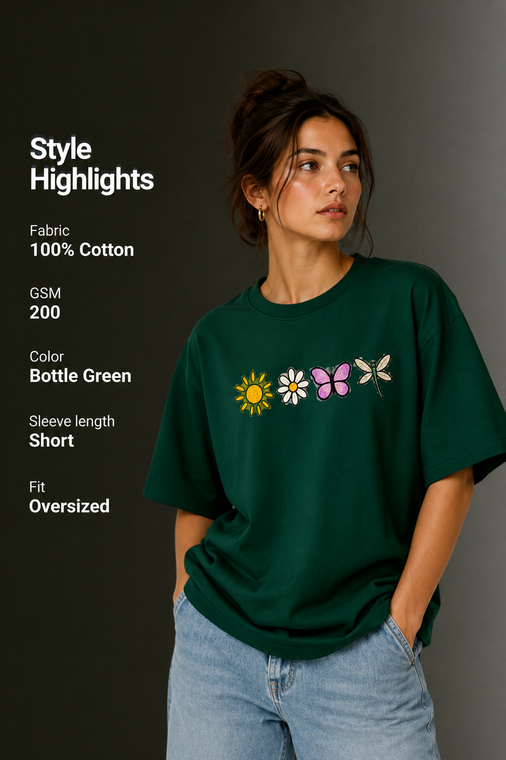 Women Drop Shoulder Front Printed T-Shirt | OUTPUFF