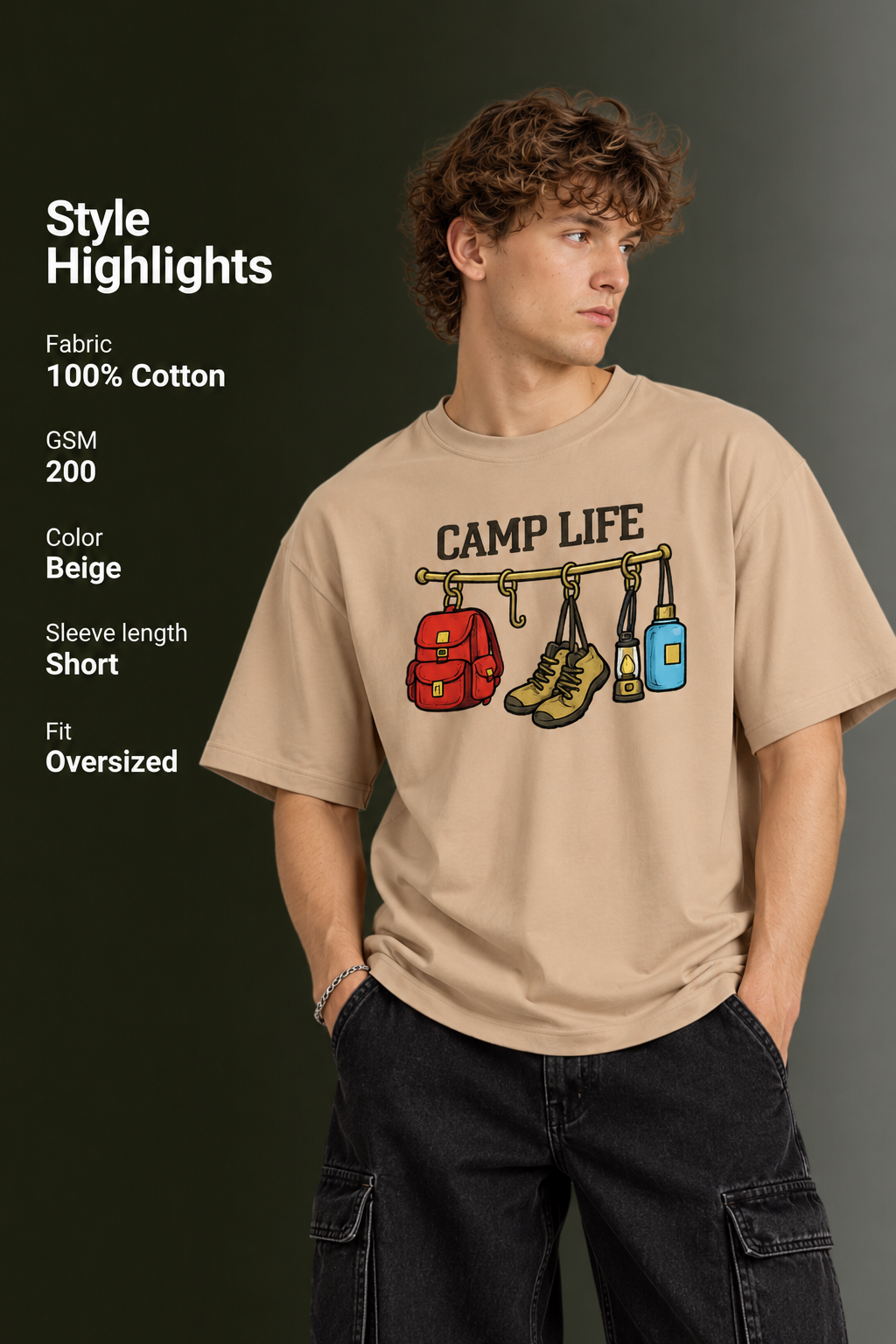 Men's Drop Shoulder Front Printed T-Shirt | Graphic Tee | OUTPUFF