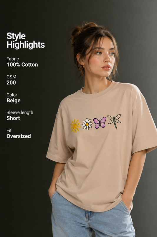 Women Drop Shoulder Front Printed T-Shirt | OUTPUFF