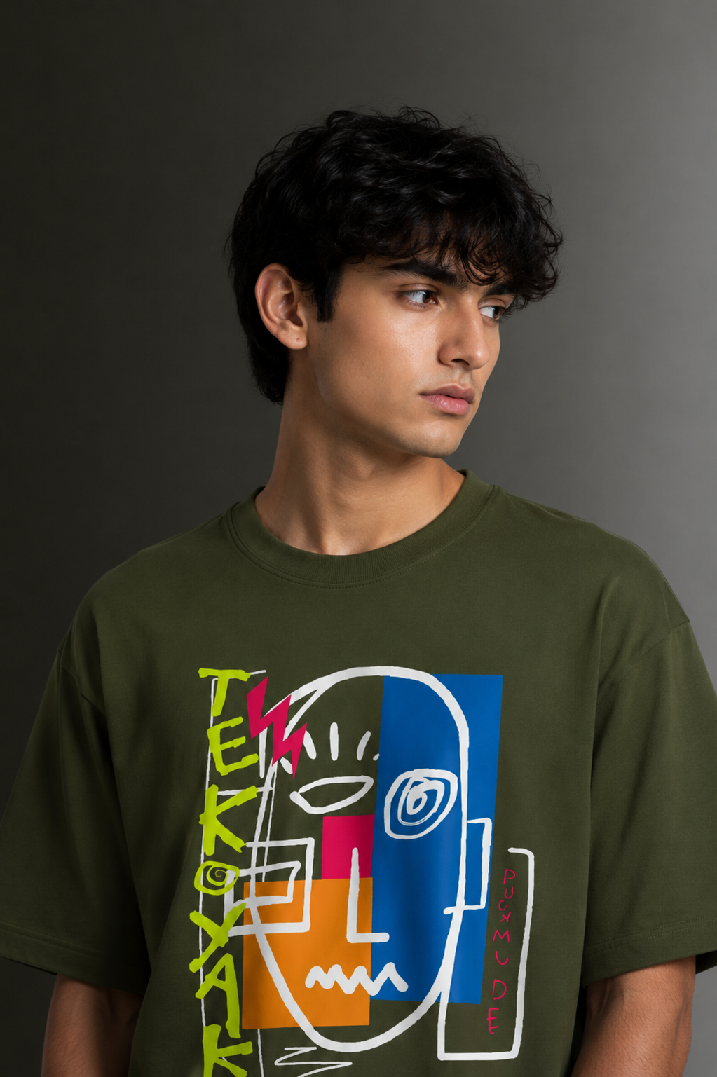 Men's Drop Shoulder Front Printed T-Shirt | Graphic Tee | OUTPUFF