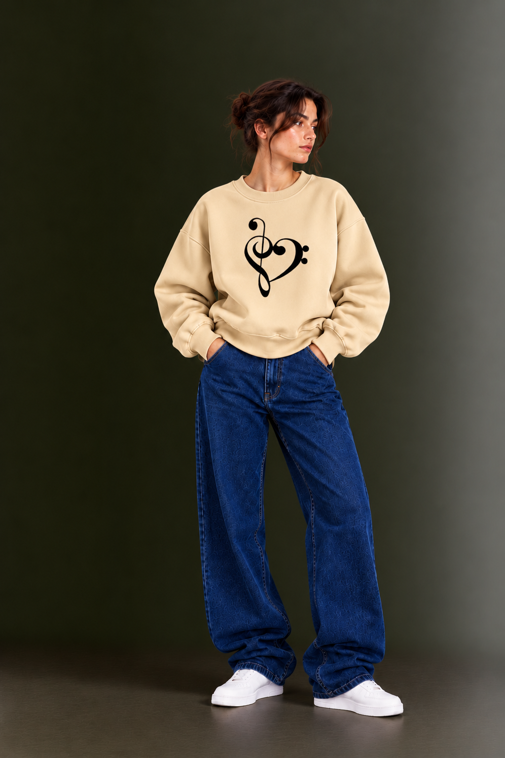 OUTPUFF Printed Oversized Drop Shoulder Crew Neck Sweatshirt