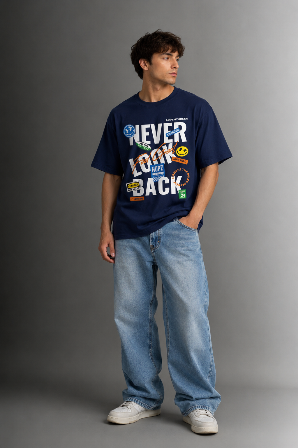 Men's Drop Shoulder Front Printed T-Shirt | Graphic Tee | OUTPUFF