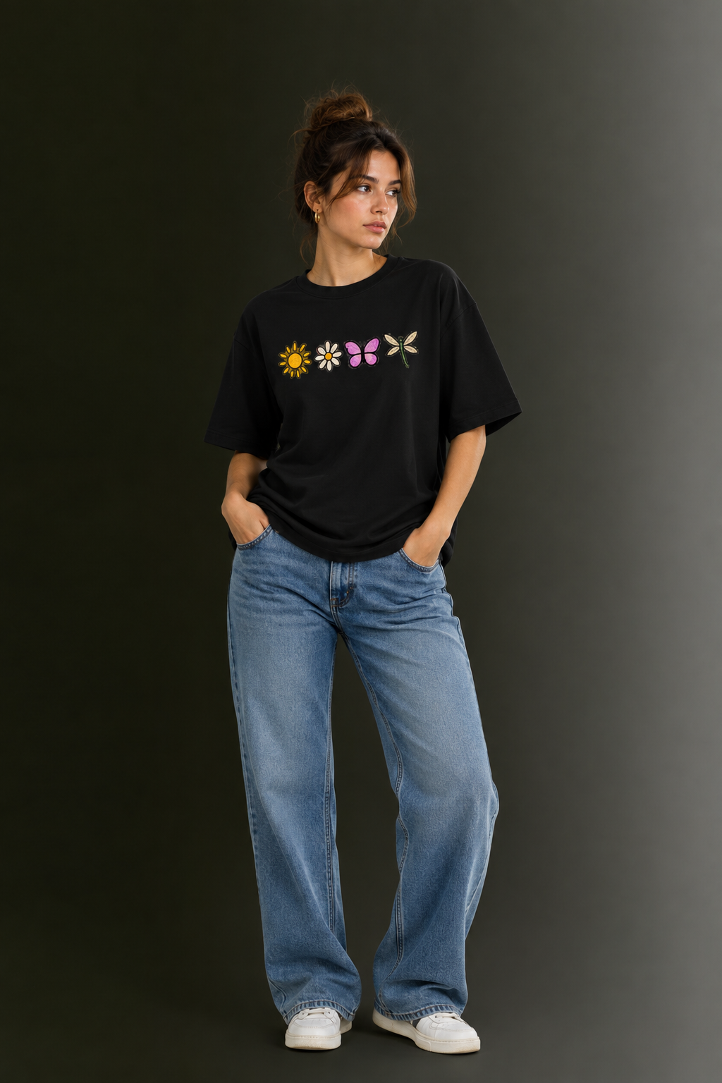 Women Drop Shoulder Front Printed T-Shirt | OUTPUFF