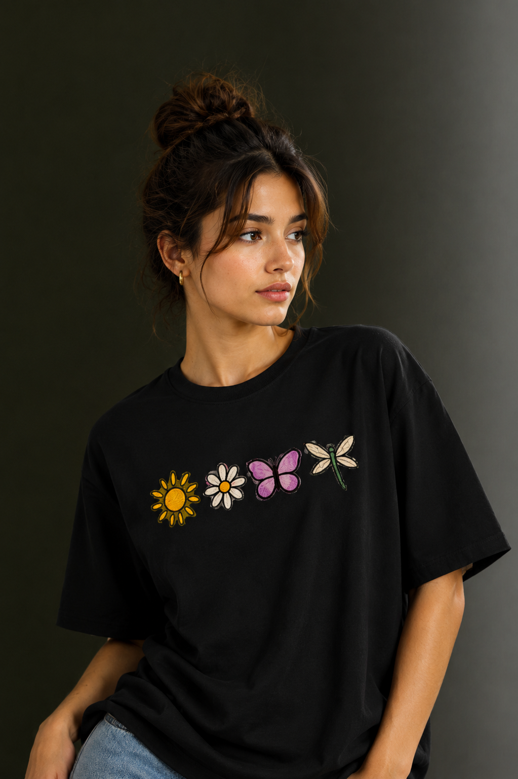 Women Drop Shoulder Front Printed T-Shirt | OUTPUFF