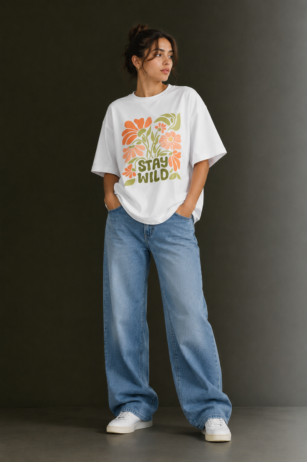 Women Drop Shoulder Front Printed T-Shirt | OUTPUFF