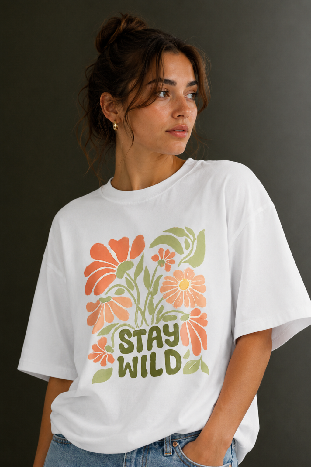 Women Drop Shoulder Front Printed T-Shirt | OUTPUFF