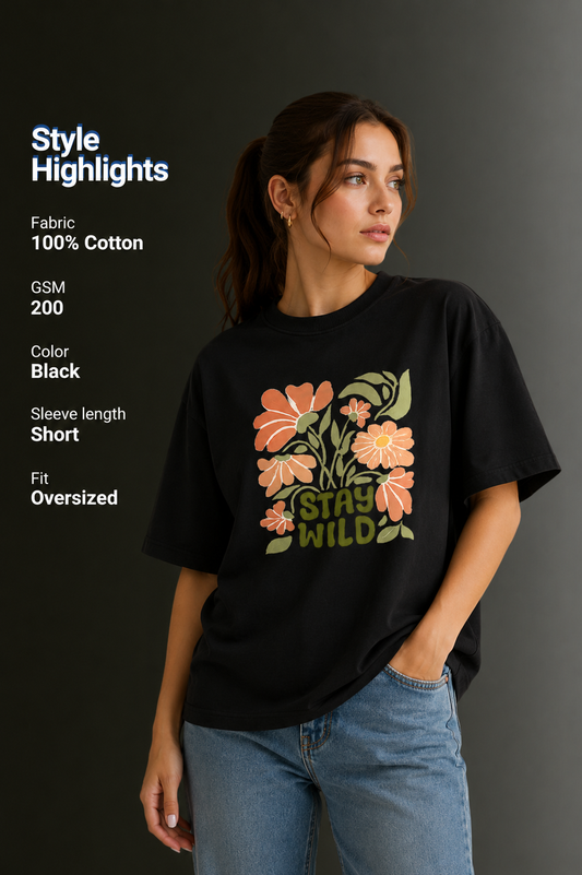 Women Drop Shoulder Front Printed T-Shirt | OUTPUFF