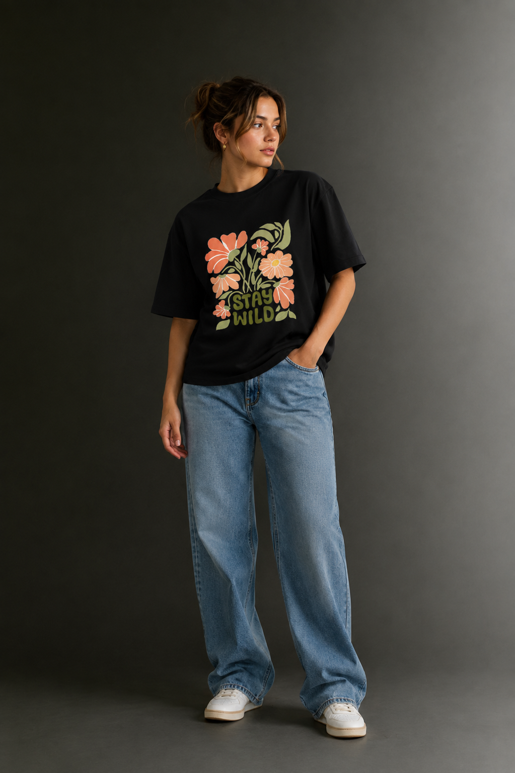 Women Drop Shoulder Front Printed T-Shirt | OUTPUFF