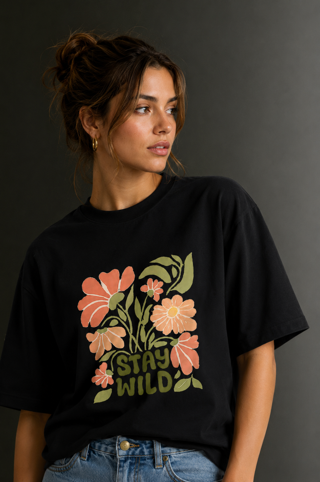 Women Drop Shoulder Front Printed T-Shirt | OUTPUFF