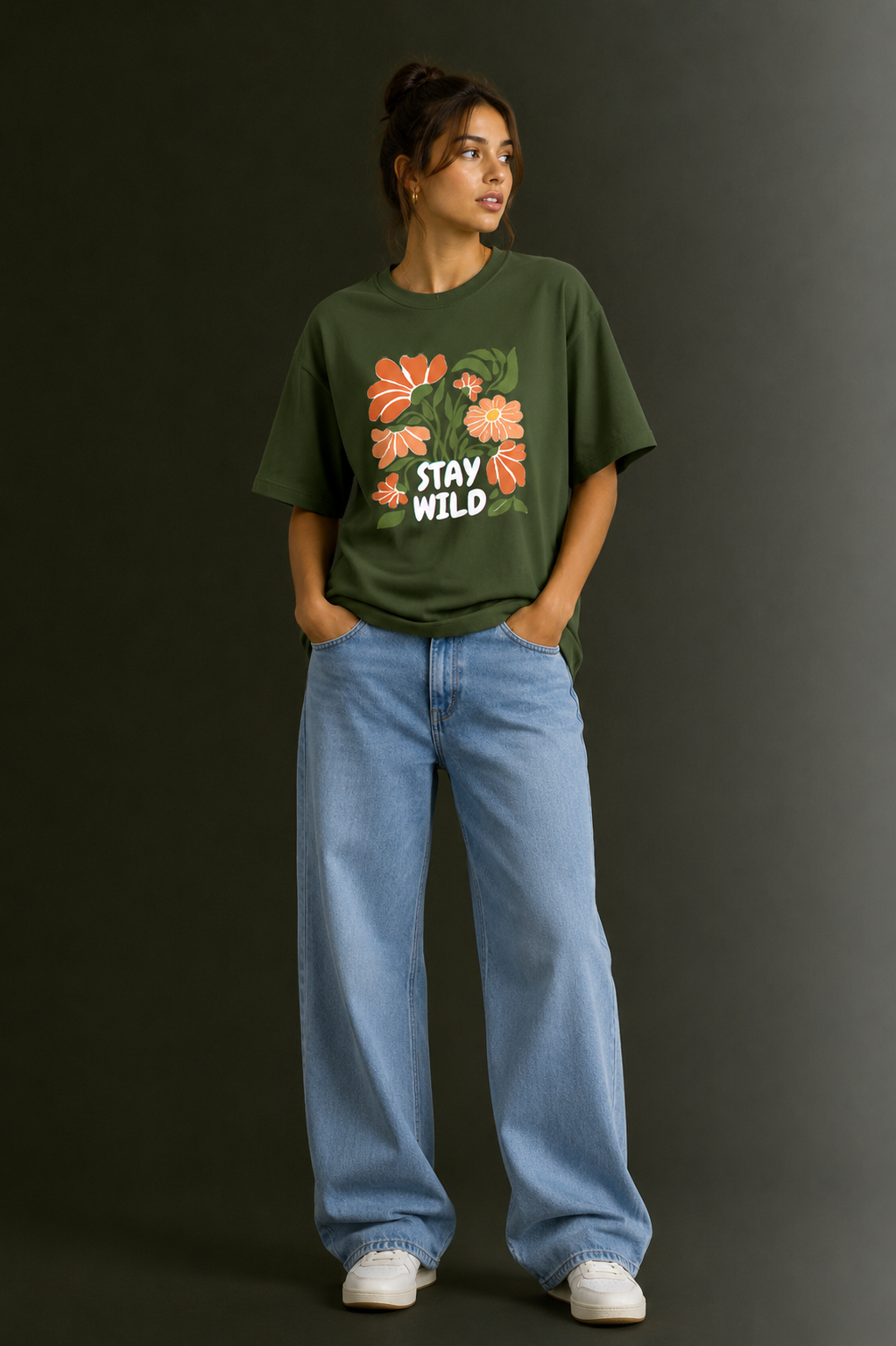 Women Drop Shoulder Front Printed T-Shirt | OUTPUFF