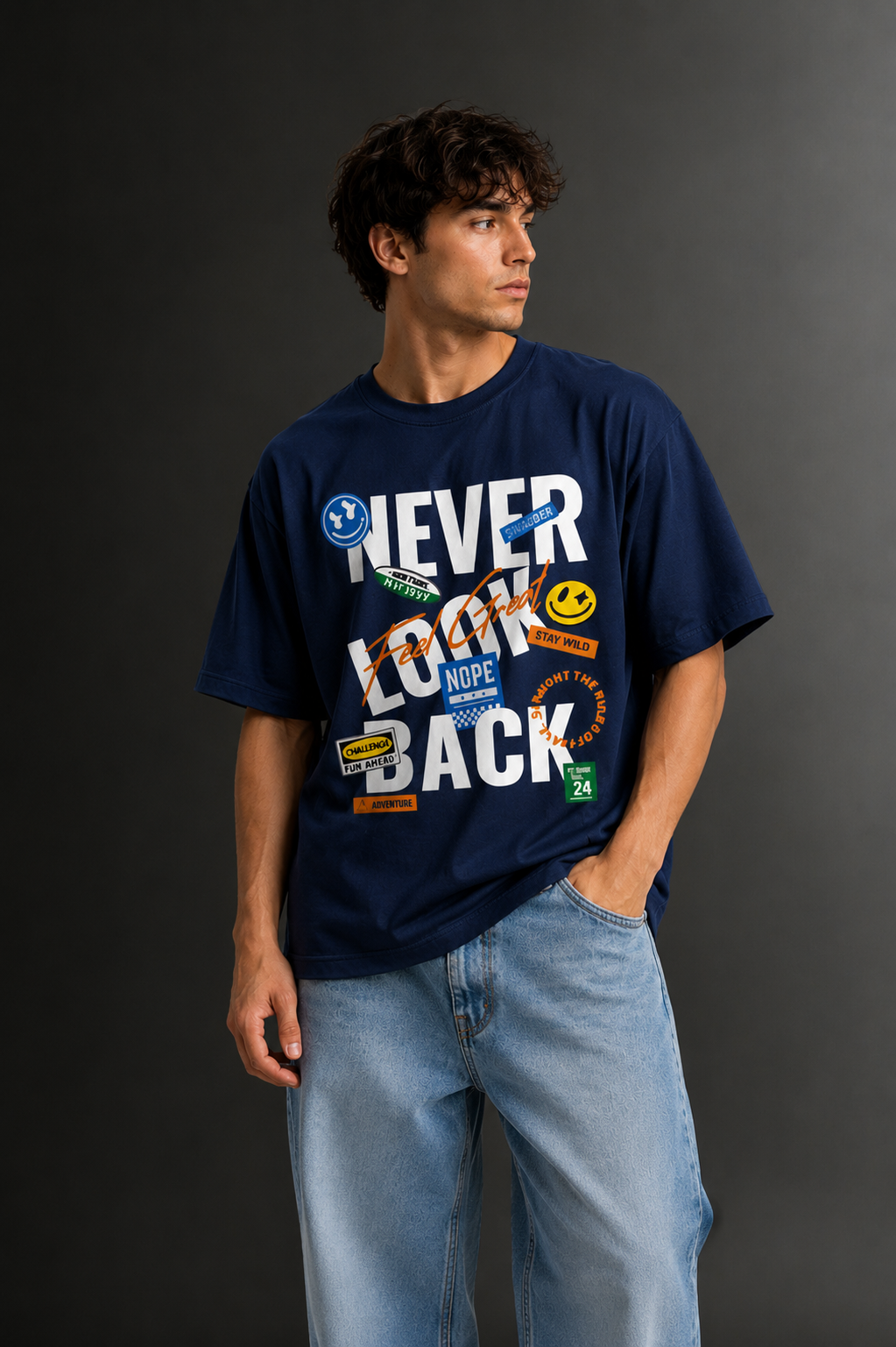 Men's Drop Shoulder Front Printed T-Shirt | Graphic Tee | OUTPUFF