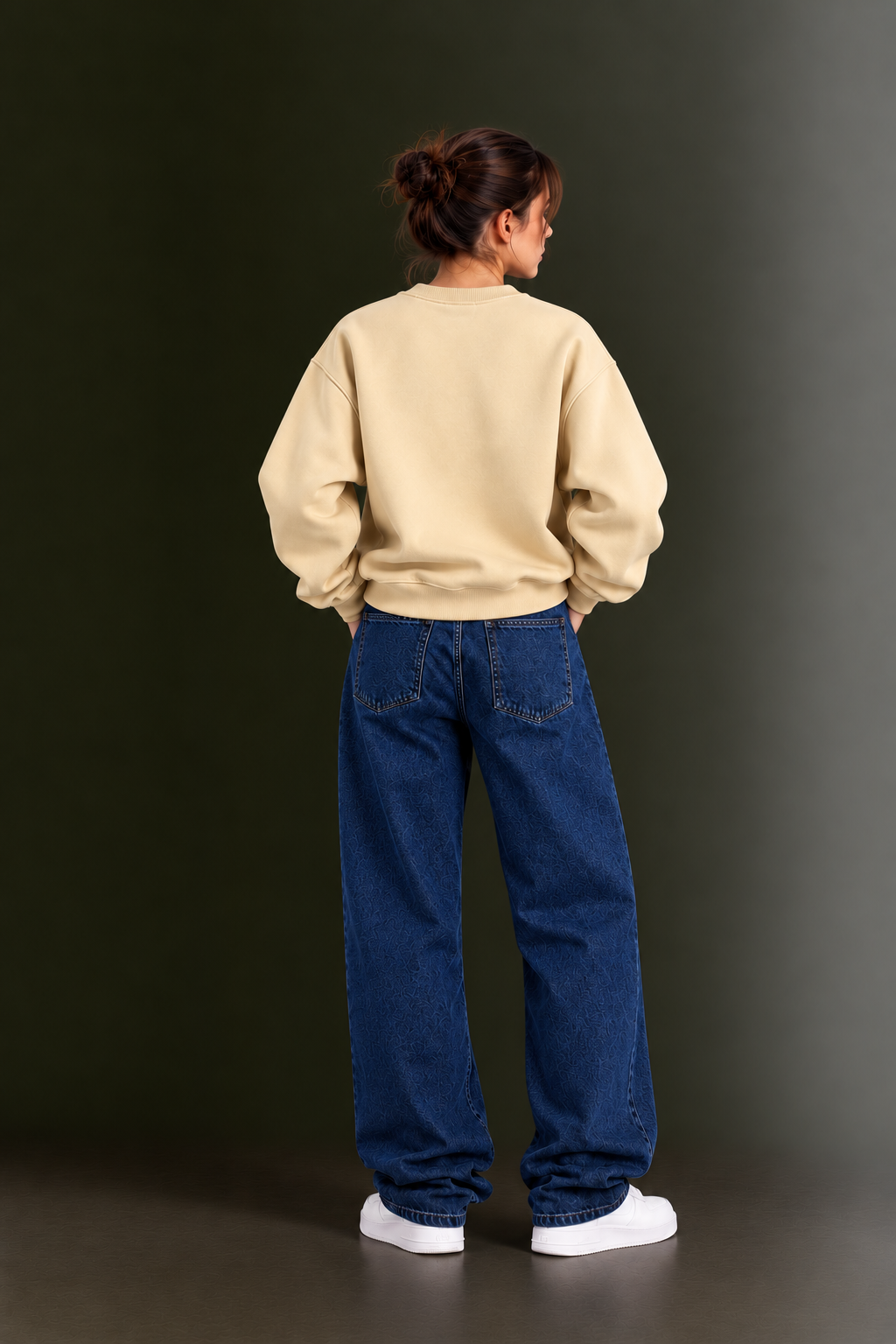 OUTPUFF Printed Oversized Drop Shoulder Crew Neck Sweatshirt
