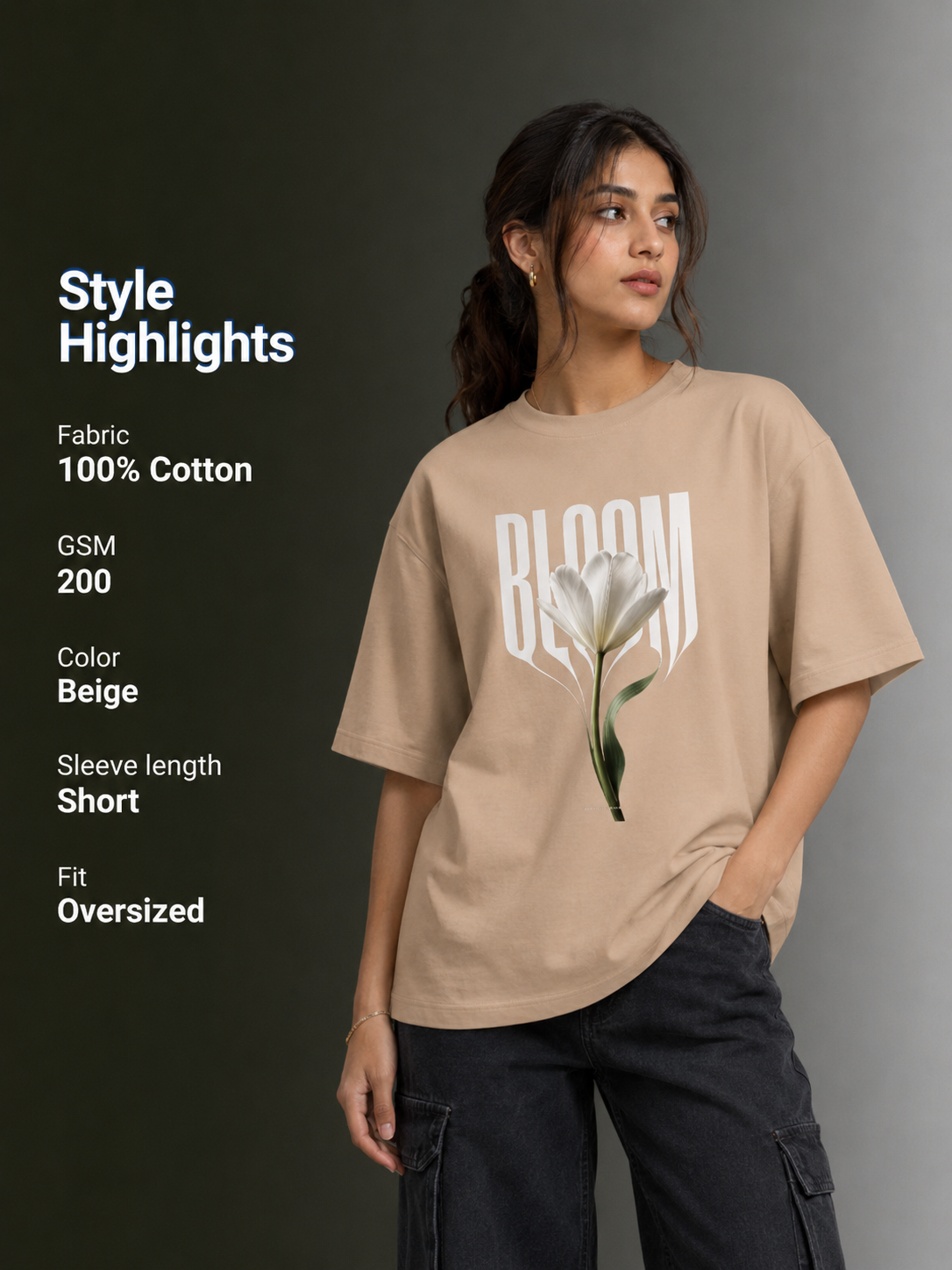 Women Drop Shoulder Front Printed T-Shirt | OUTPUFF