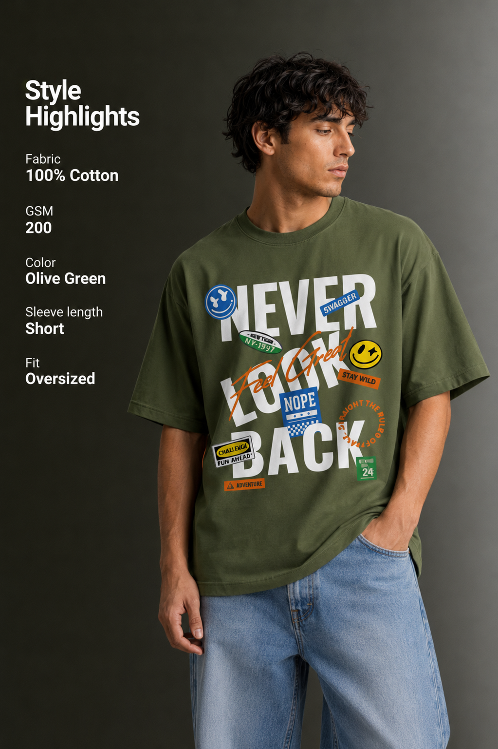 Men's Drop Shoulder Front Printed T-Shirt | Graphic Tee | OUTPUFF