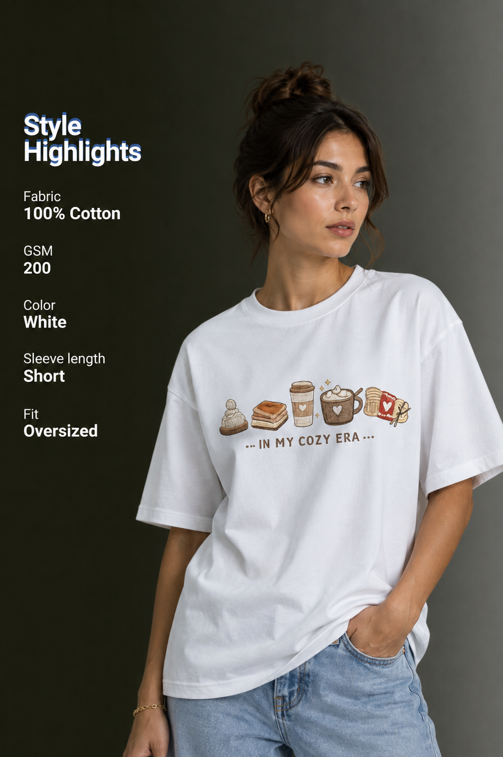 Women Drop Shoulder Front Printed T-Shirt | OUTPUFF