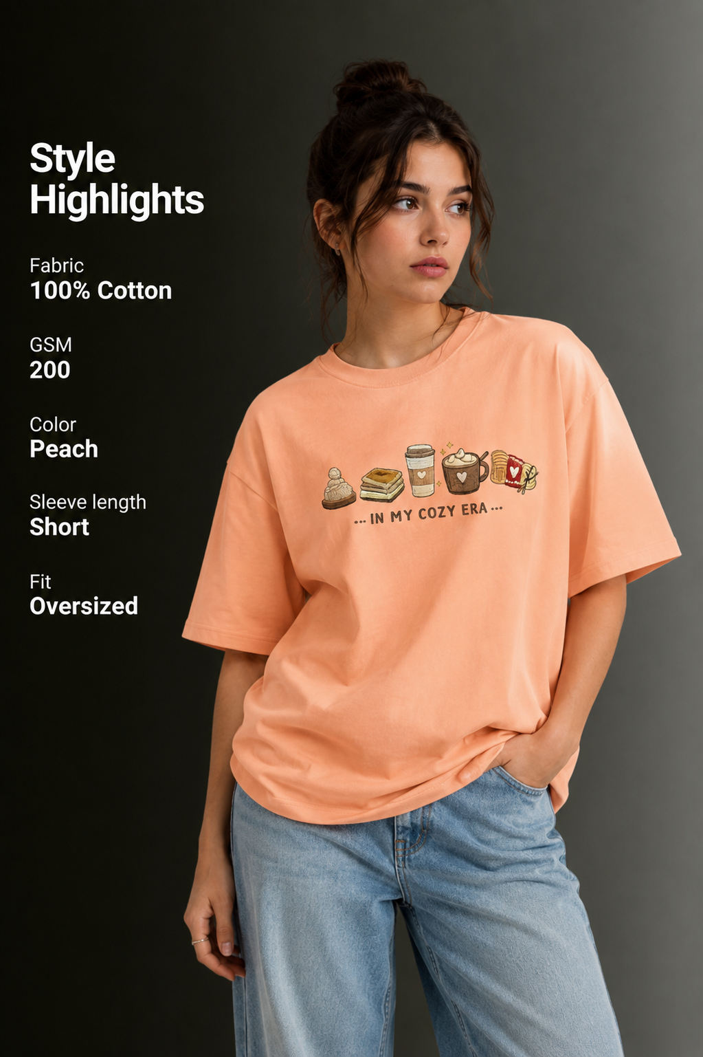 Women Drop Shoulder Front Printed T-Shirt | OUTPUFF