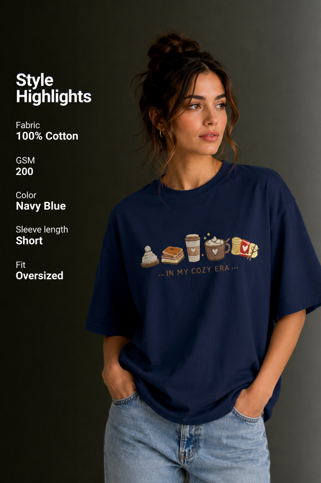 Women Drop Shoulder Front Printed T-Shirt | OUTPUFF