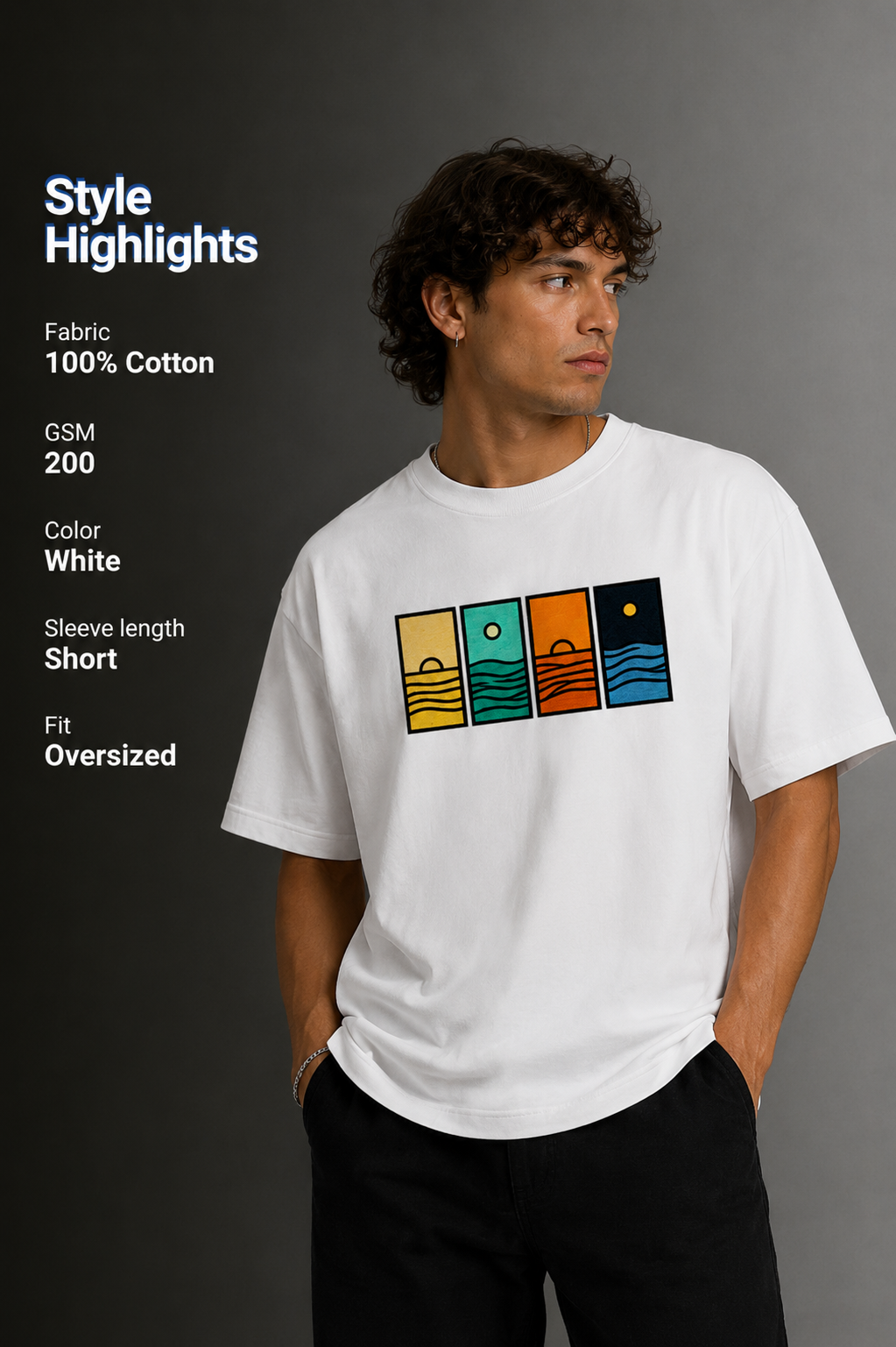 Men's Drop Shoulder Front Printed T-Shirt | Graphic Tee | OUTPUFF