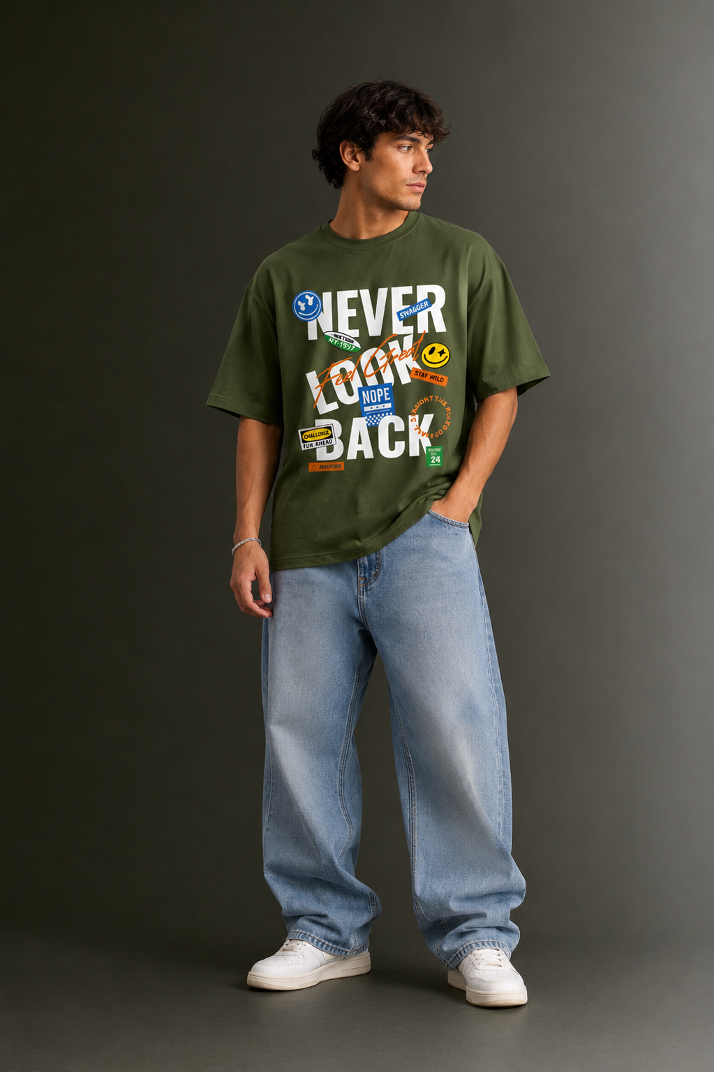 Men's Drop Shoulder Front Printed T-Shirt | Graphic Tee | OUTPUFF