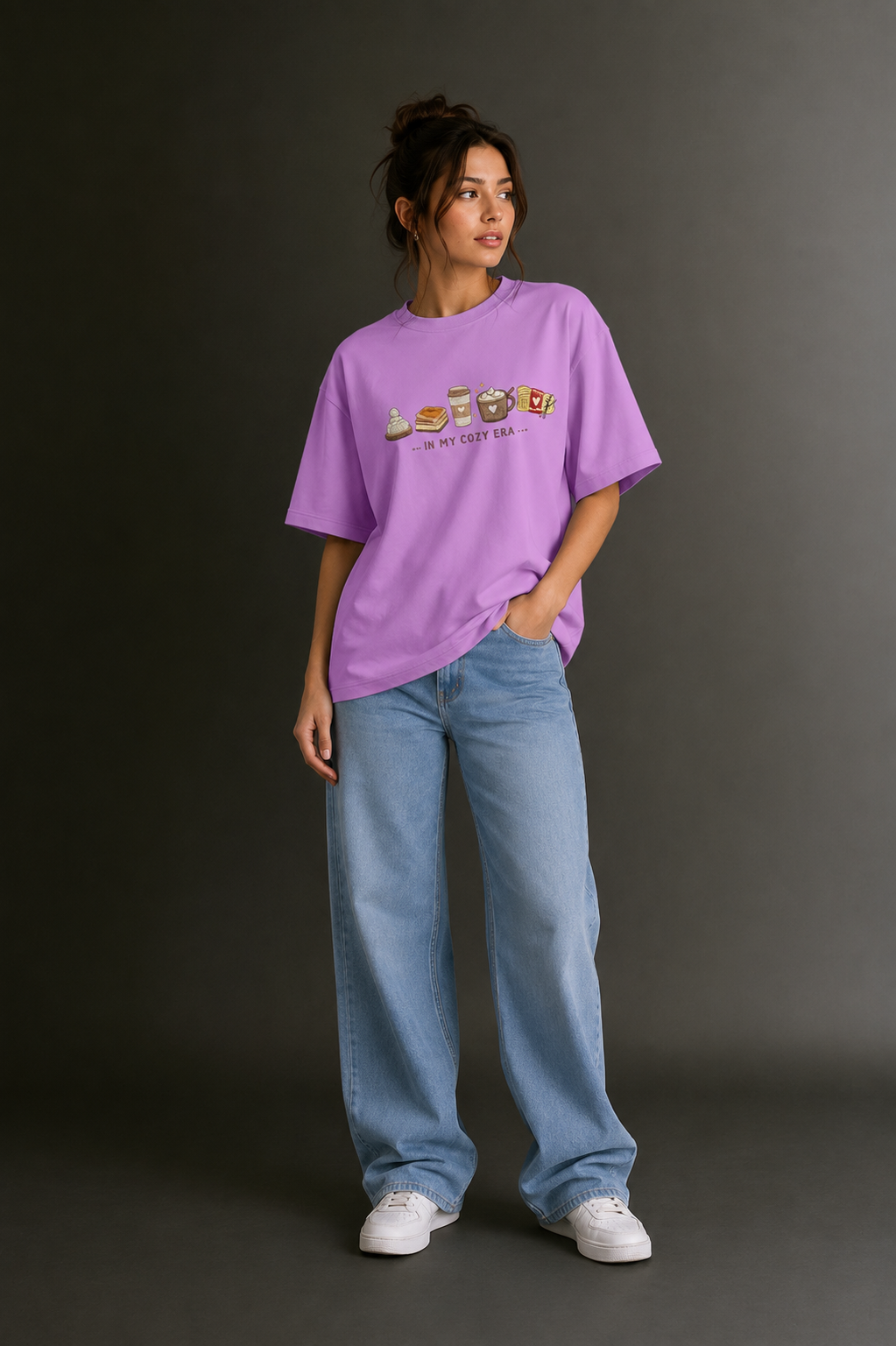 Women Drop Shoulder Front Printed T-Shirt | OUTPUFF