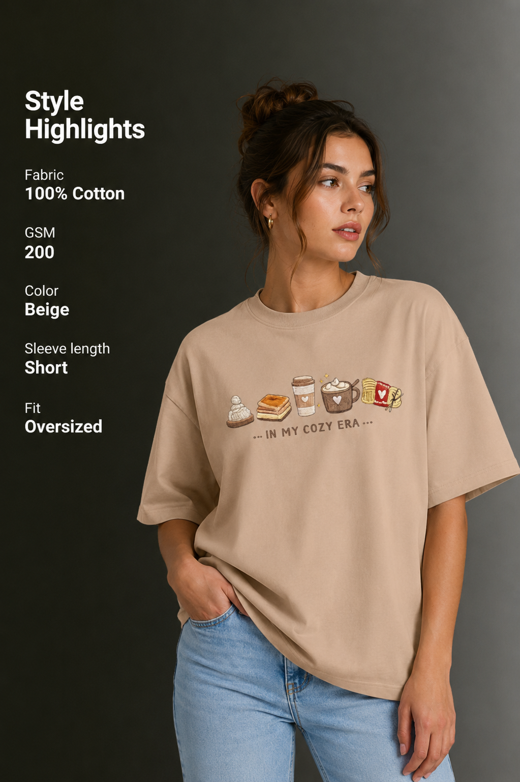 Women Drop Shoulder Front Printed T-Shirt | OUTPUFF