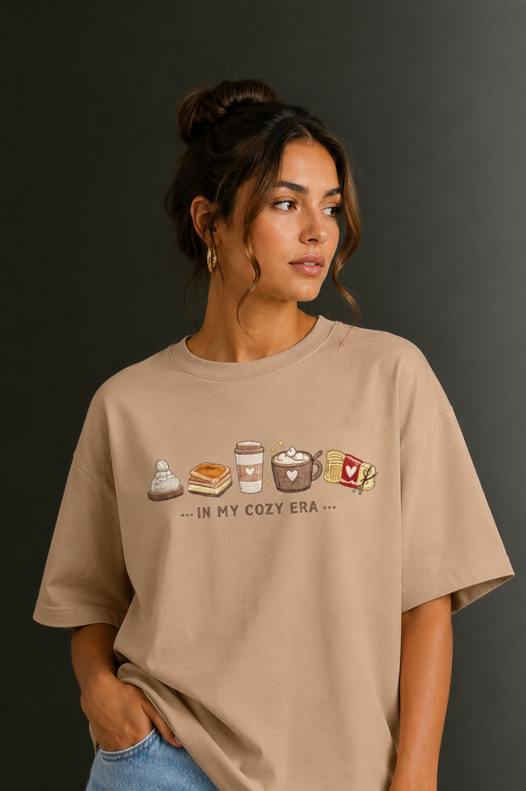Women Drop Shoulder Front Printed T-Shirt | OUTPUFF