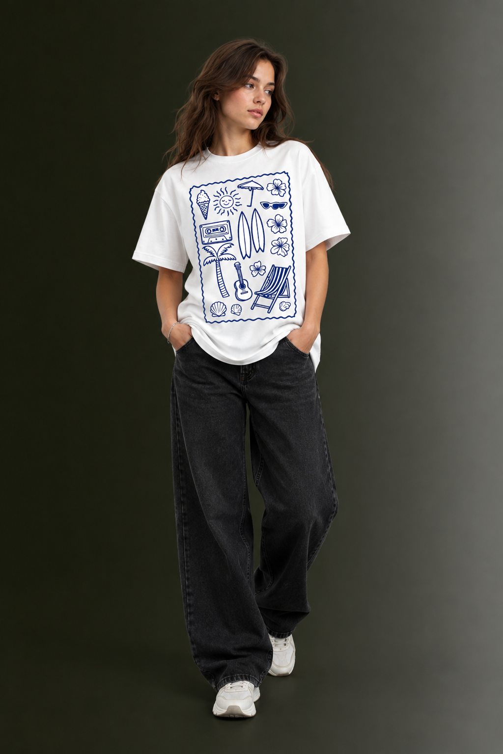 Women Drop Shoulder Front Printed T-Shirt | OUTPUFF