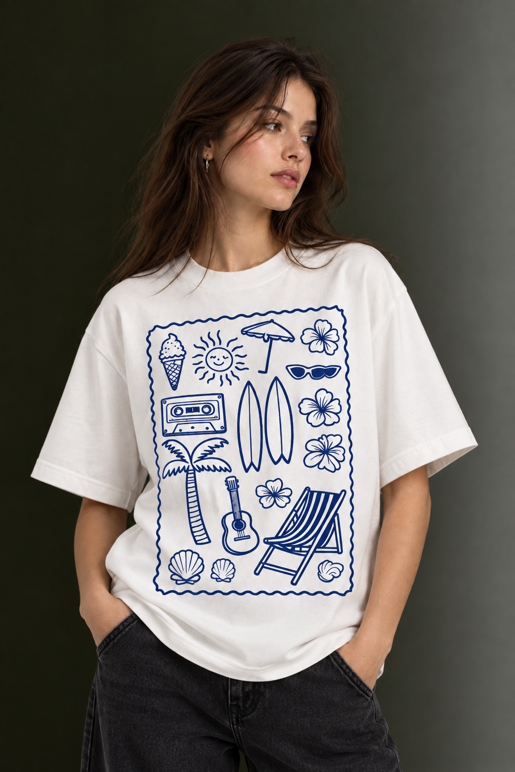 Women Drop Shoulder Front Printed T-Shirt | OUTPUFF