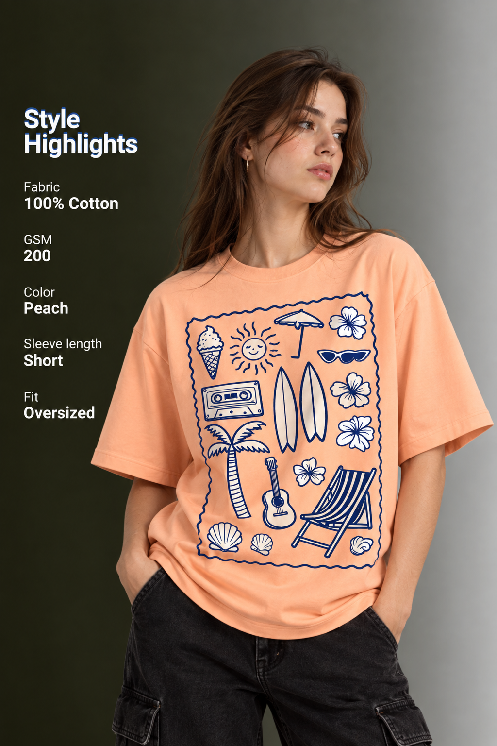 Women Drop Shoulder Front Printed T-Shirt | OUTPUFF