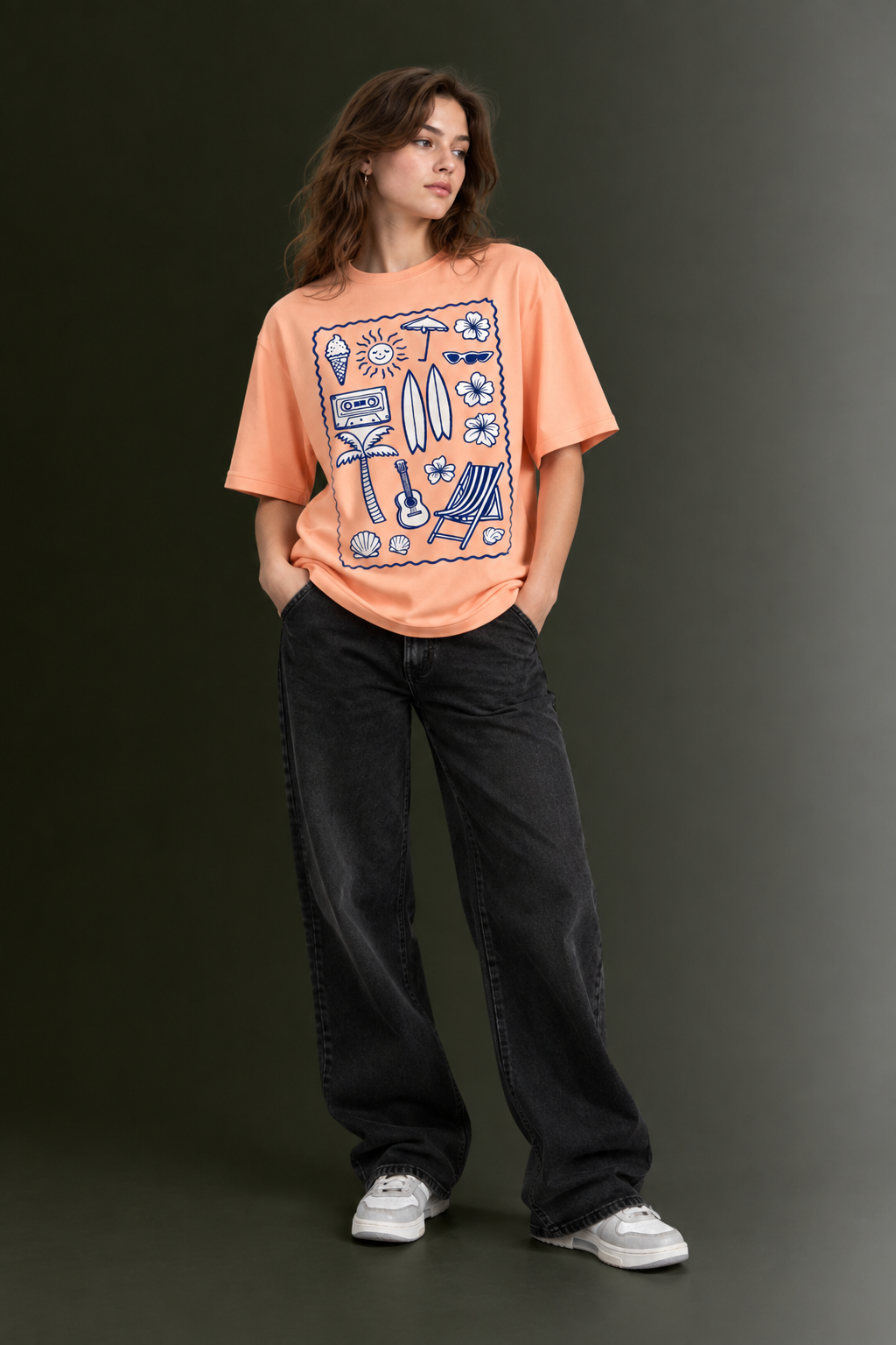 Women Drop Shoulder Front Printed T-Shirt | OUTPUFF