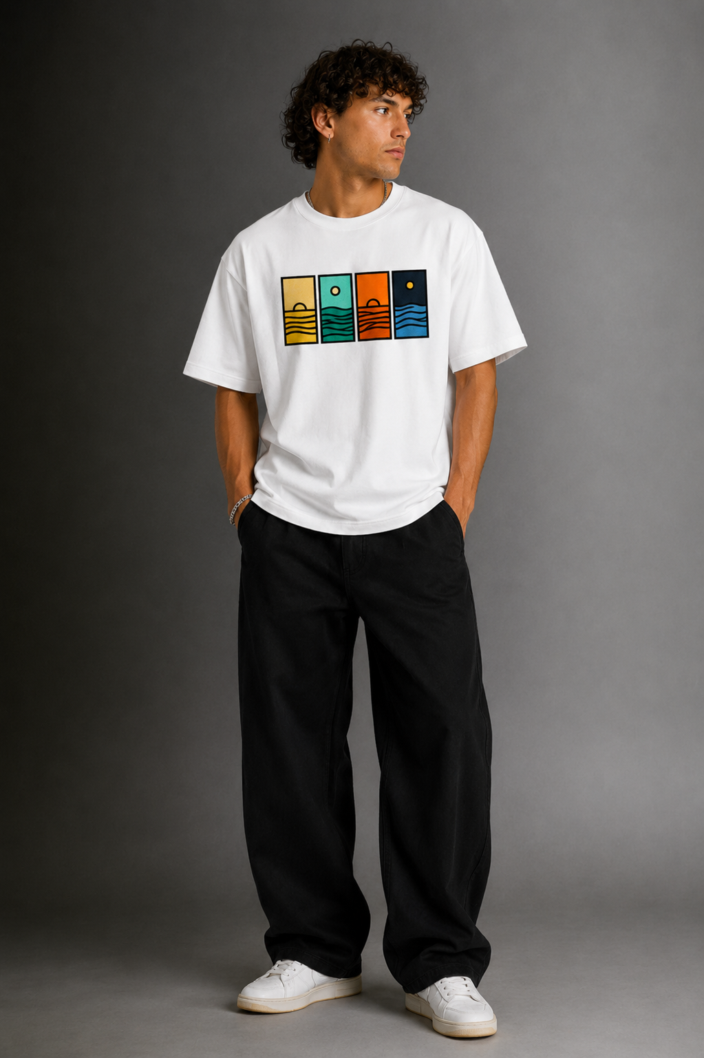 Men's Drop Shoulder Front Printed T-Shirt | Graphic Tee | OUTPUFF
