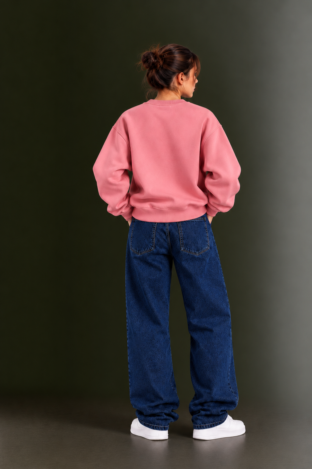 OUTPUFF Printed Oversized Drop Shoulder Crew Neck Sweatshirt