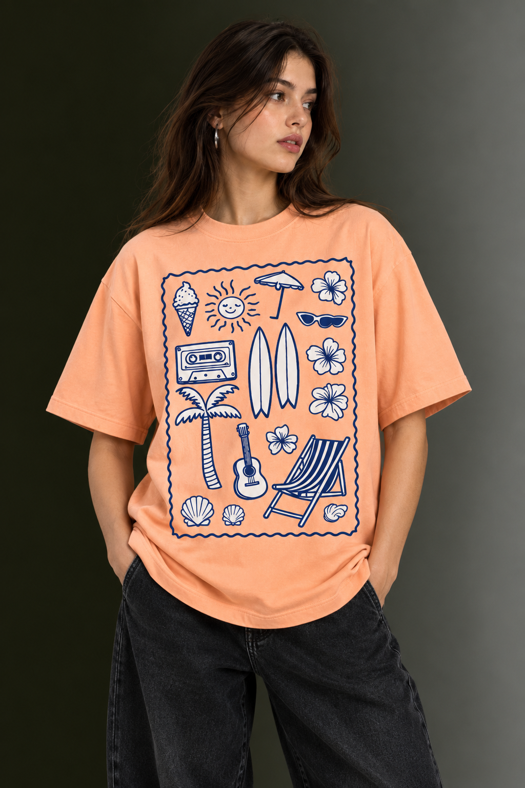 Women Drop Shoulder Front Printed T-Shirt | OUTPUFF