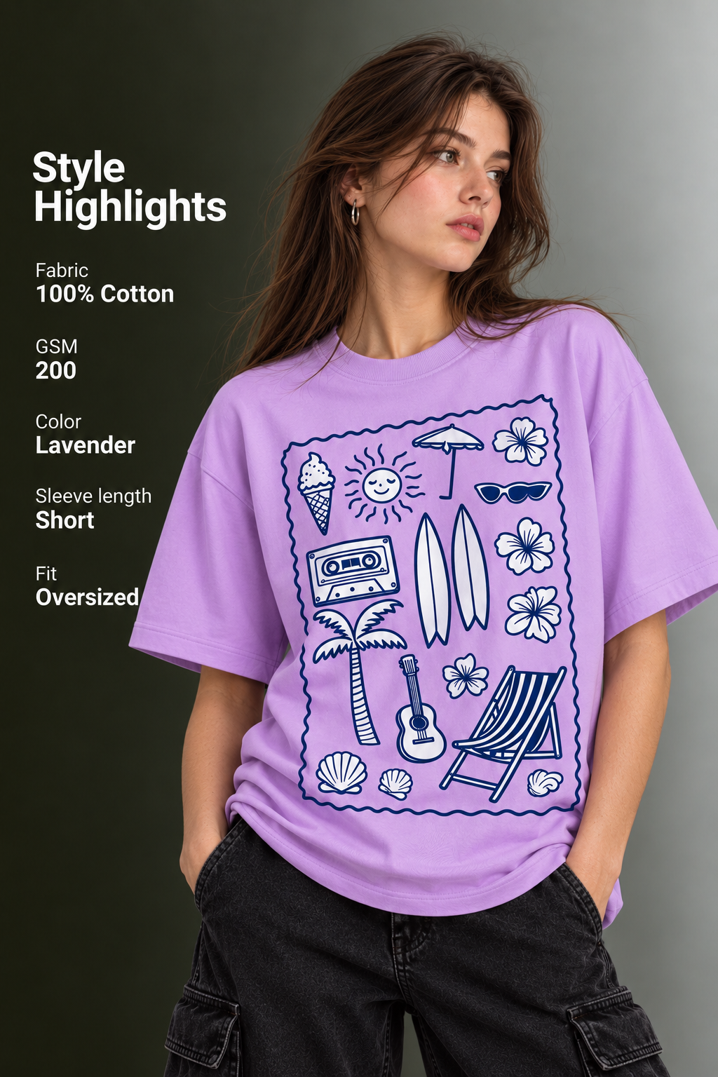 Women Drop Shoulder Front Printed T-Shirt | OUTPUFF