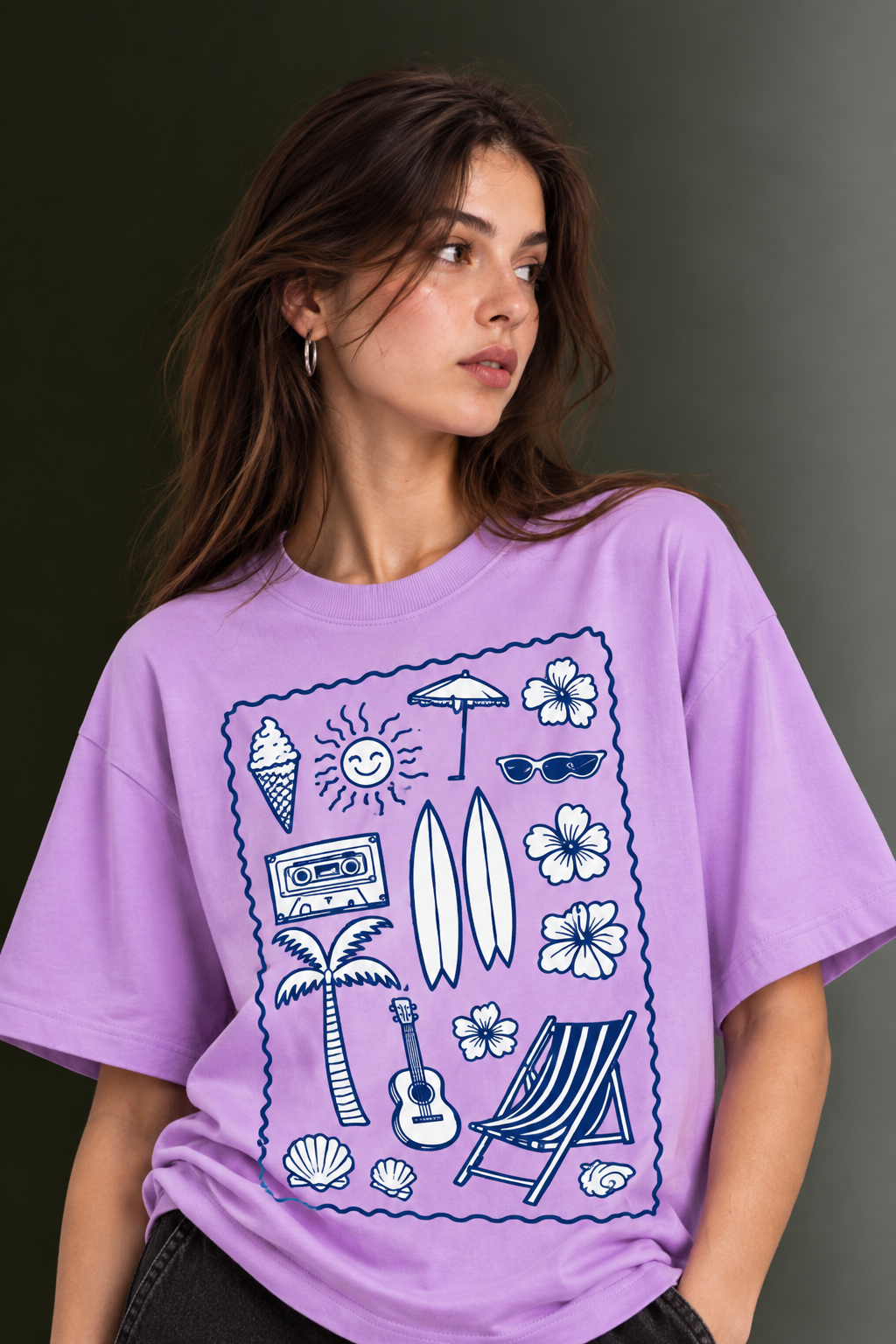Women Drop Shoulder Front Printed T-Shirt | OUTPUFF