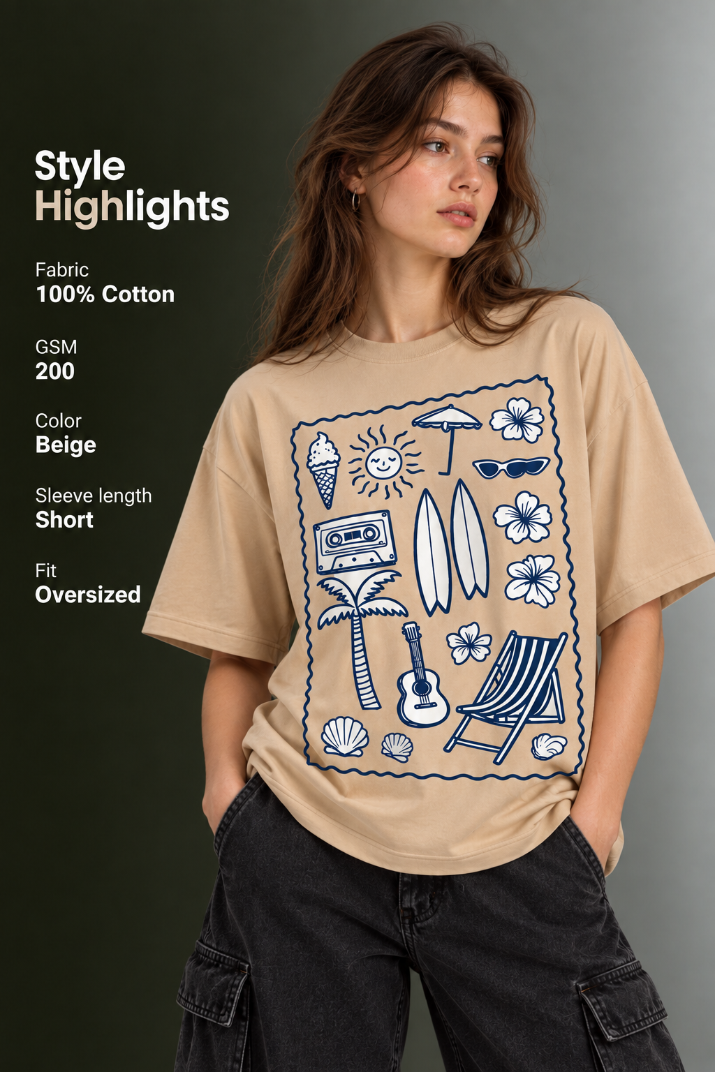 Women Drop Shoulder Front Printed T-Shirt | OUTPUFF