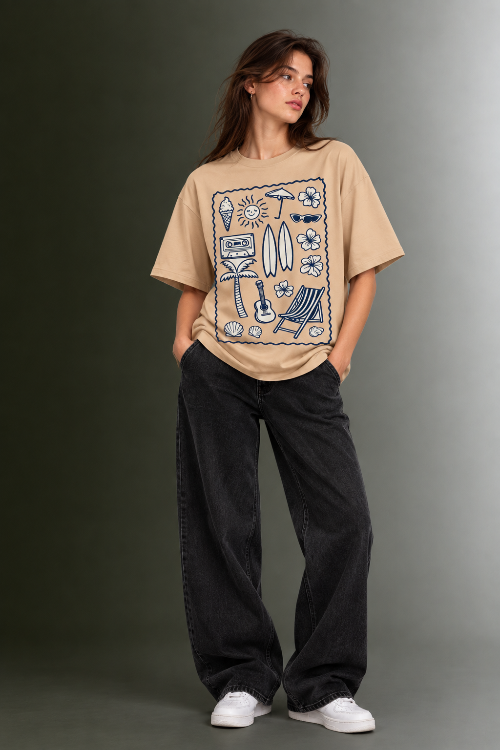 Women Drop Shoulder Front Printed T-Shirt | OUTPUFF
