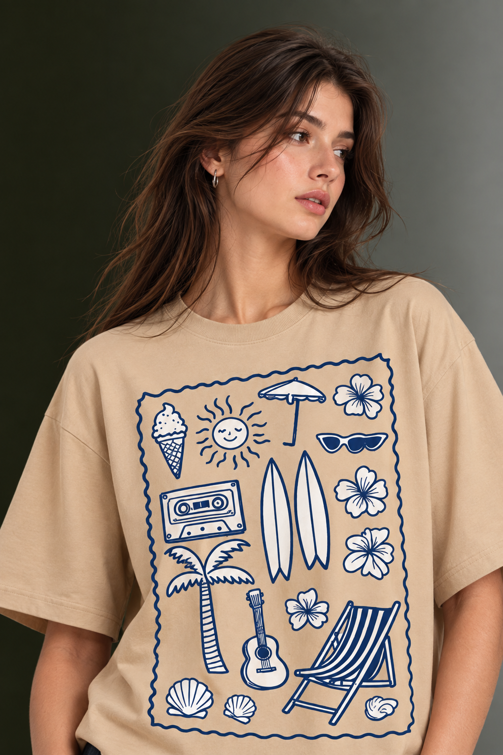 Women Drop Shoulder Front Printed T-Shirt | OUTPUFF