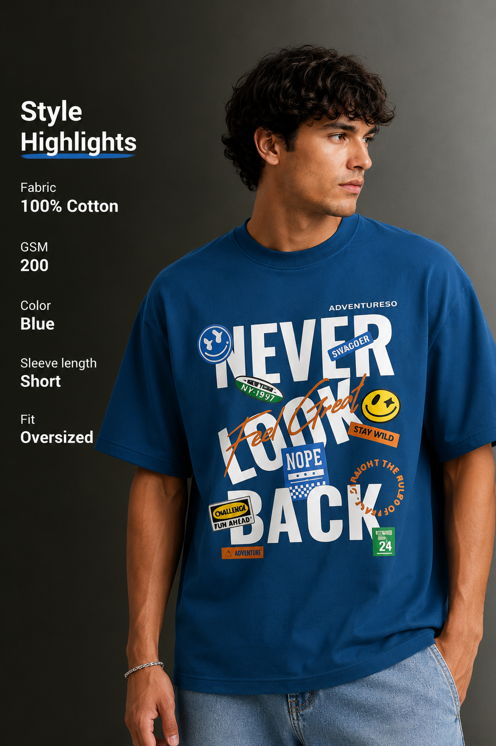 Men's Drop Shoulder Front Printed T-Shirt | Graphic Tee | OUTPUFF
