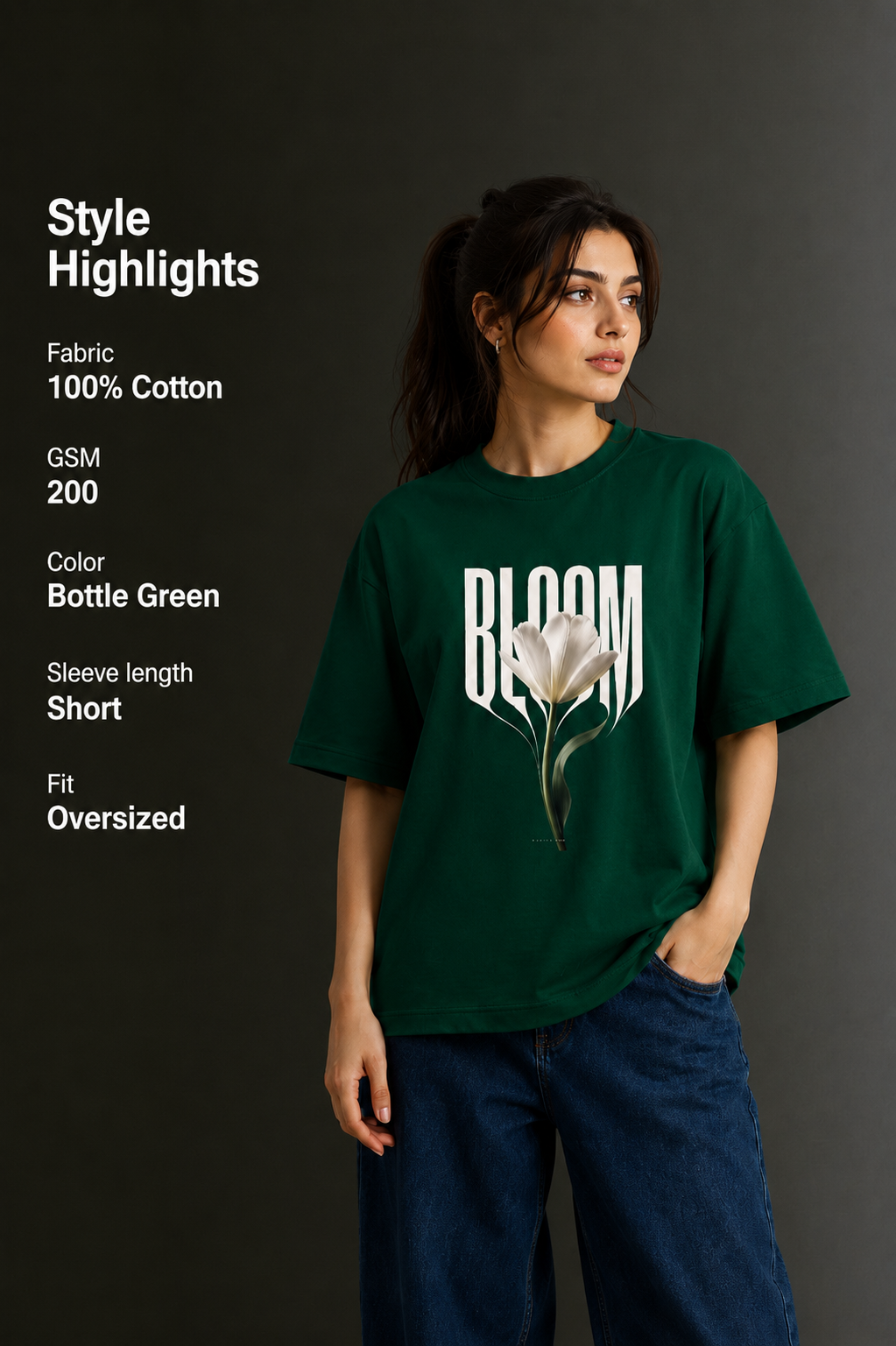 Women Drop Shoulder Front Printed T-Shirt | OUTPUFF