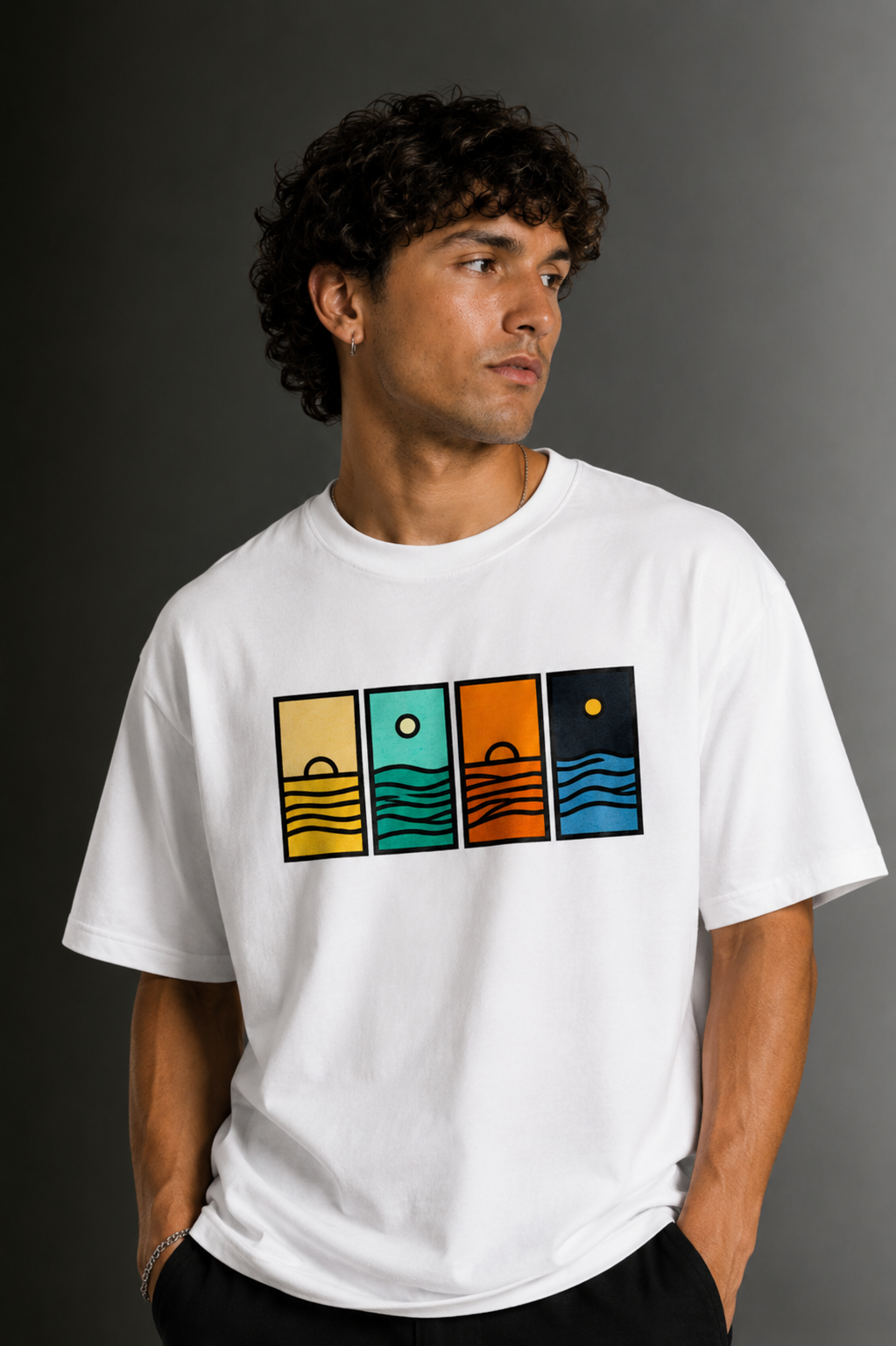 Men's Drop Shoulder Front Printed T-Shirt | Graphic Tee | OUTPUFF
