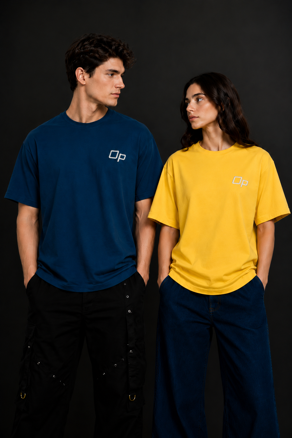 Couple Plain Drop Shoulder T-Shirt | OUTPUFF