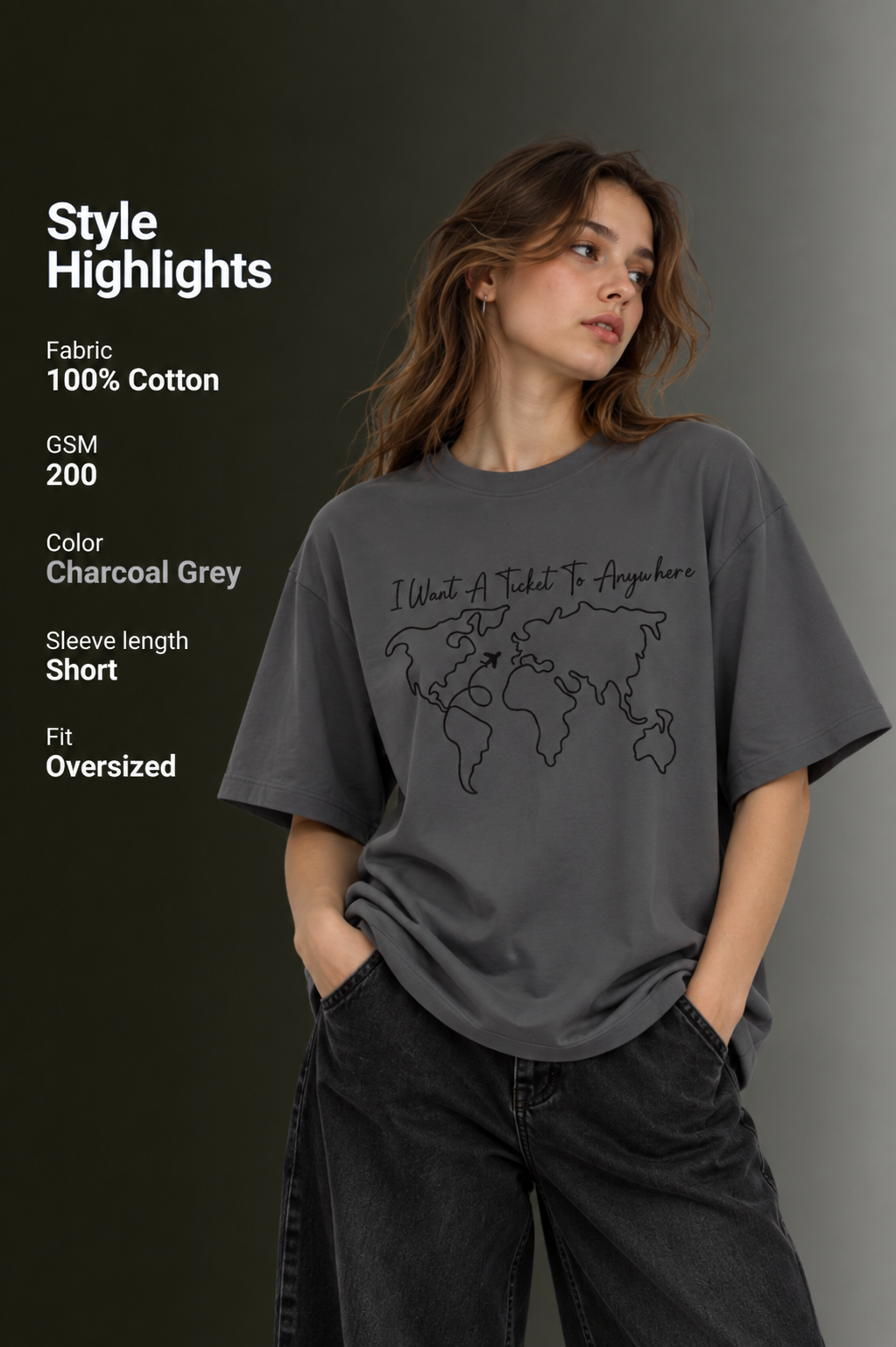Women Drop Shoulder Front Printed T-Shirt | OUTPUFF